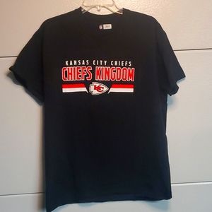 NFL Team Apperal Kansas City Chiefs Kimgdom  Football Black Red White Tee Logo